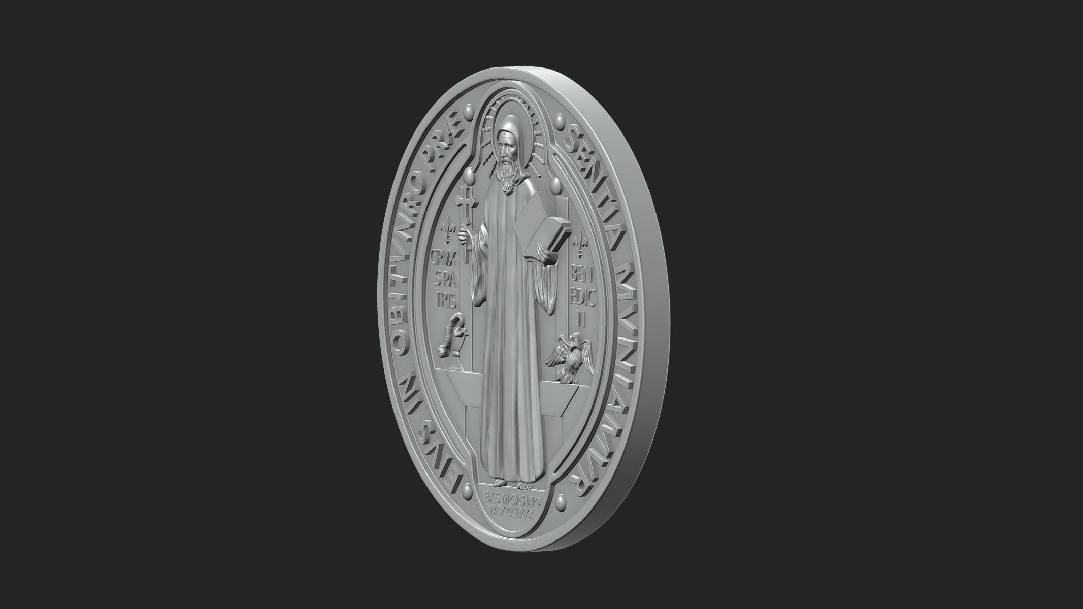 Saint Benedict Medal 3D print model_12