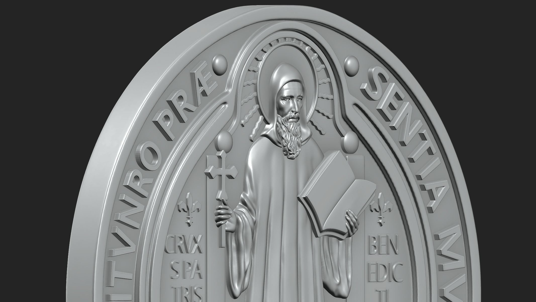 Saint Benedict Medal 3D print model_2