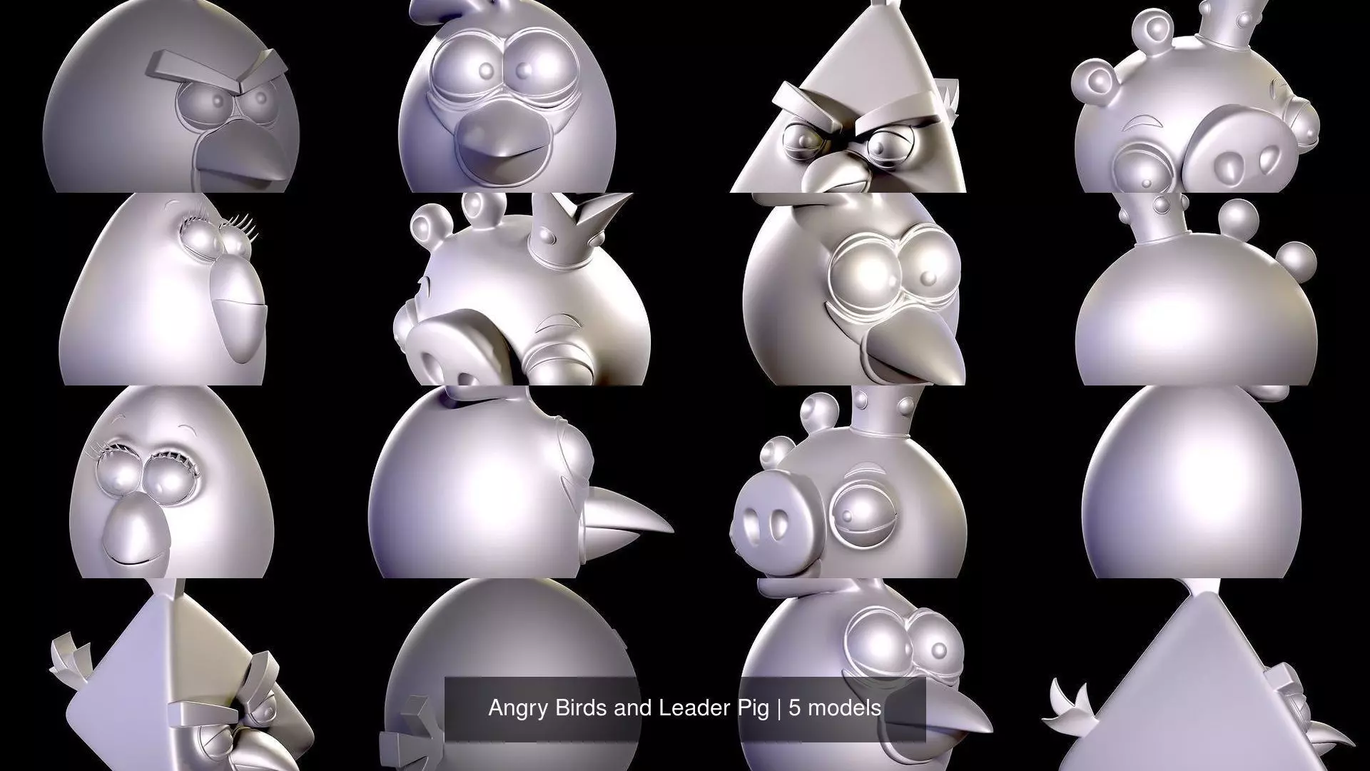 Angry Birds and Leader Pig 3D Model Collection_1