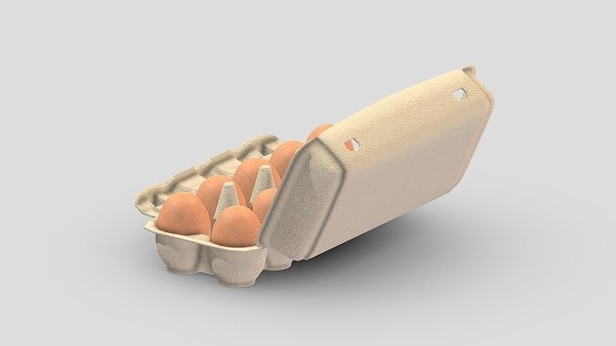 Supermarket Eggs Container 02 Low Poly PBR Realistic Low-poly 3D model 6