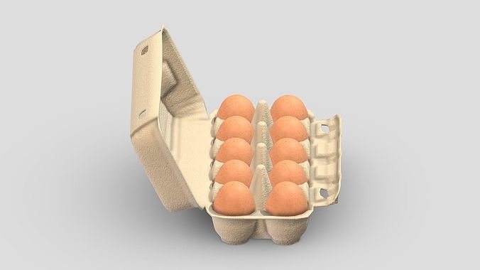 Supermarket Eggs Container 02 Low Poly PBR Realistic Low-poly 3D model 3