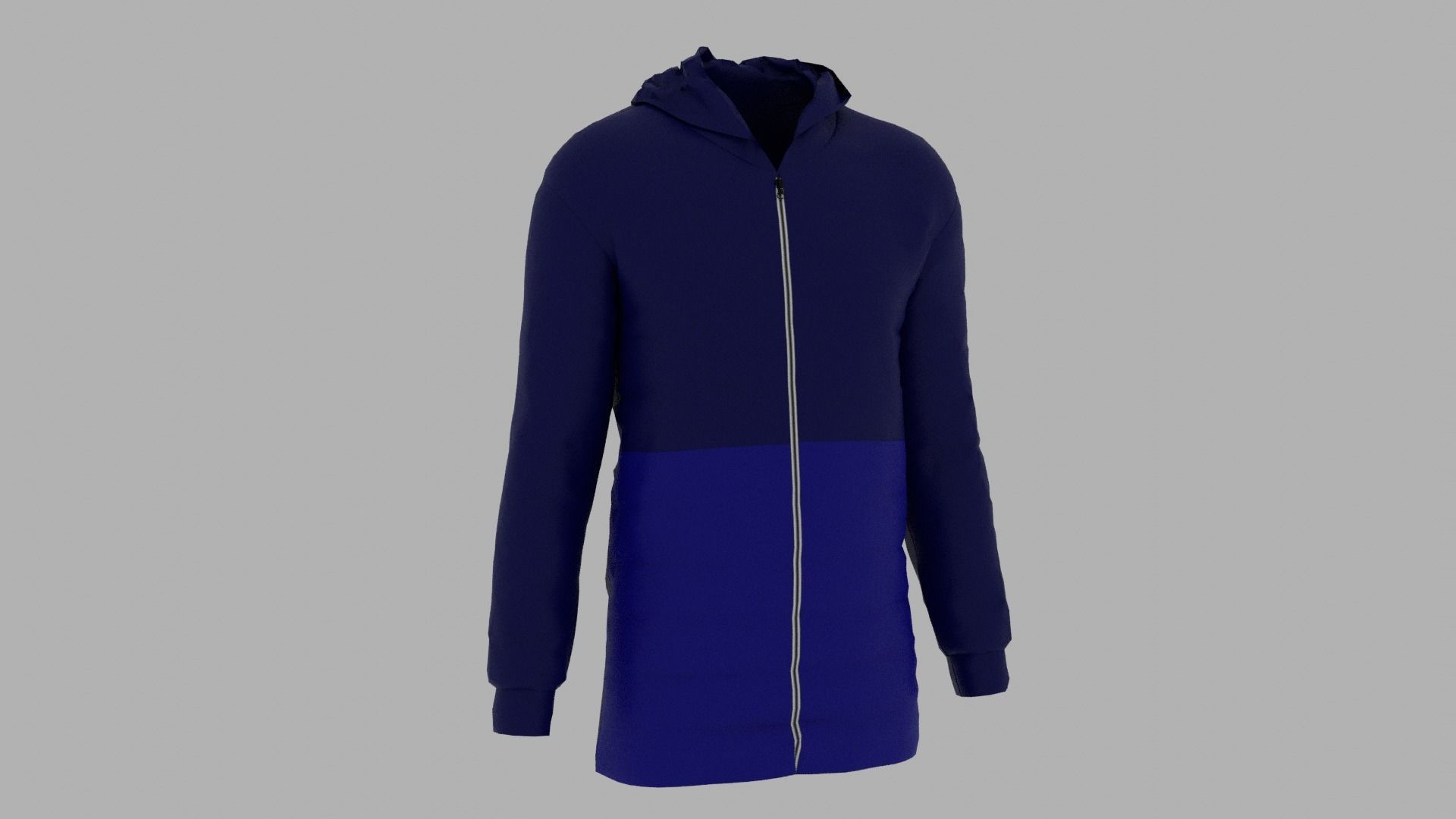 Jacket hoodie with zipper Low-poly 3D model_3