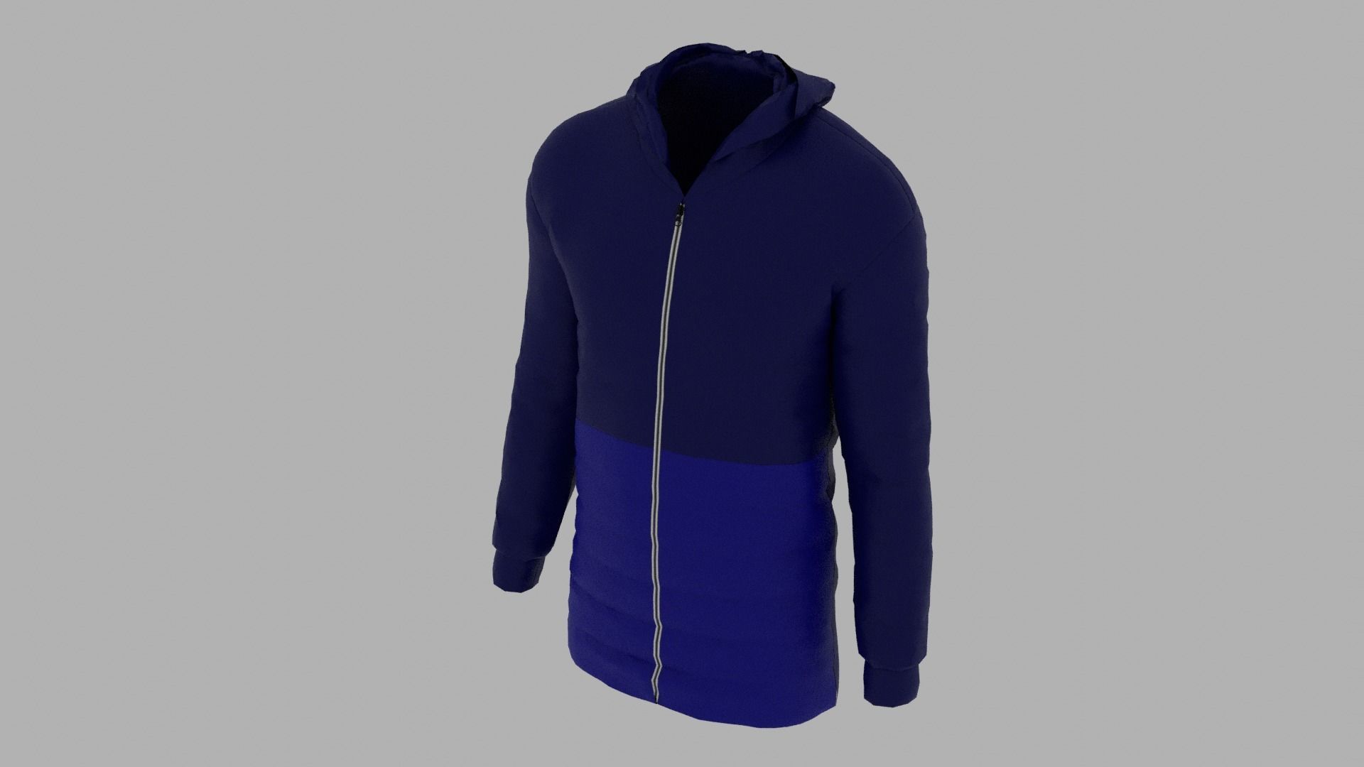 Jacket hoodie with zipper Low-poly 3D model_4