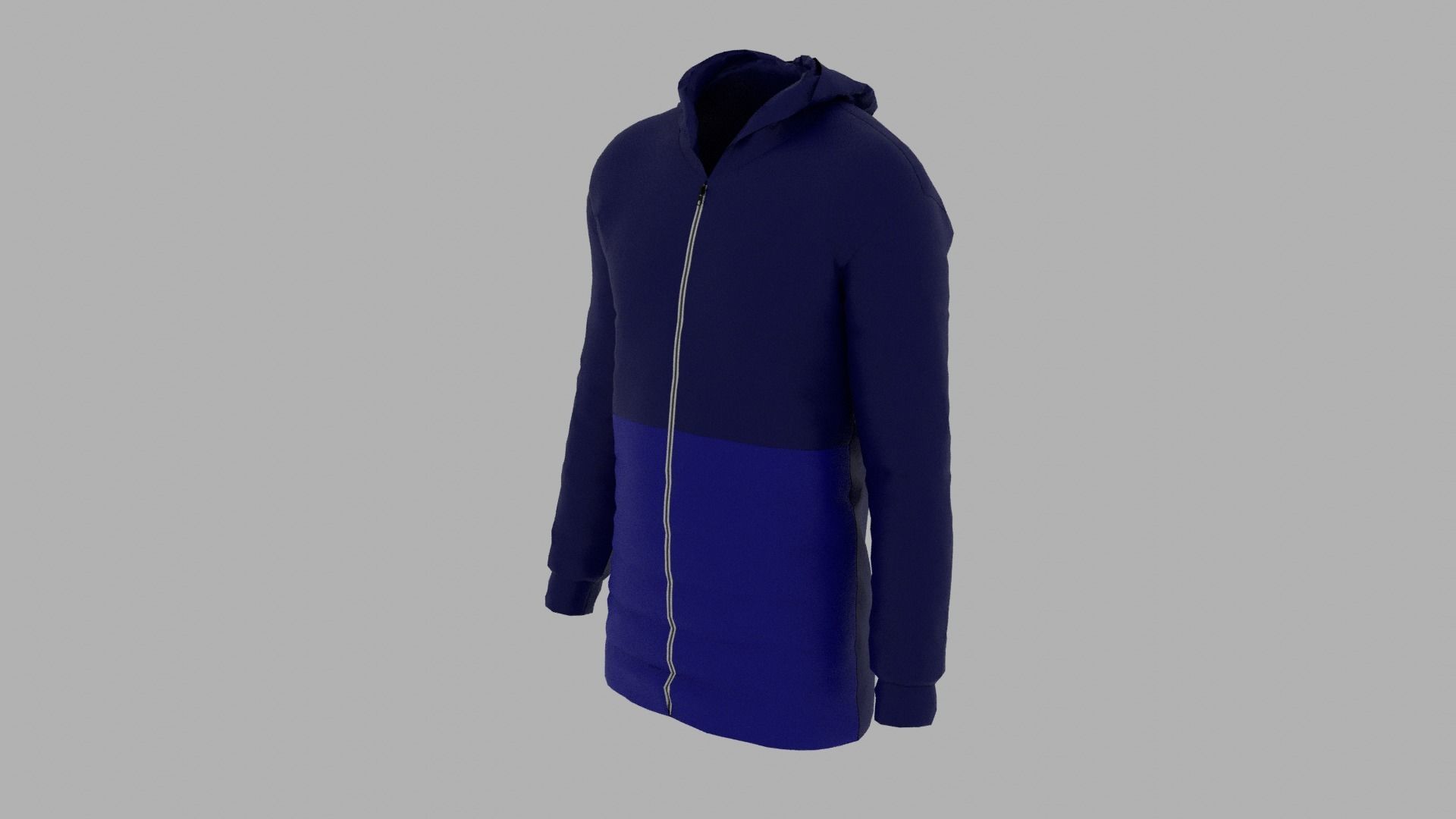 Jacket hoodie with zipper Low-poly 3D model_1