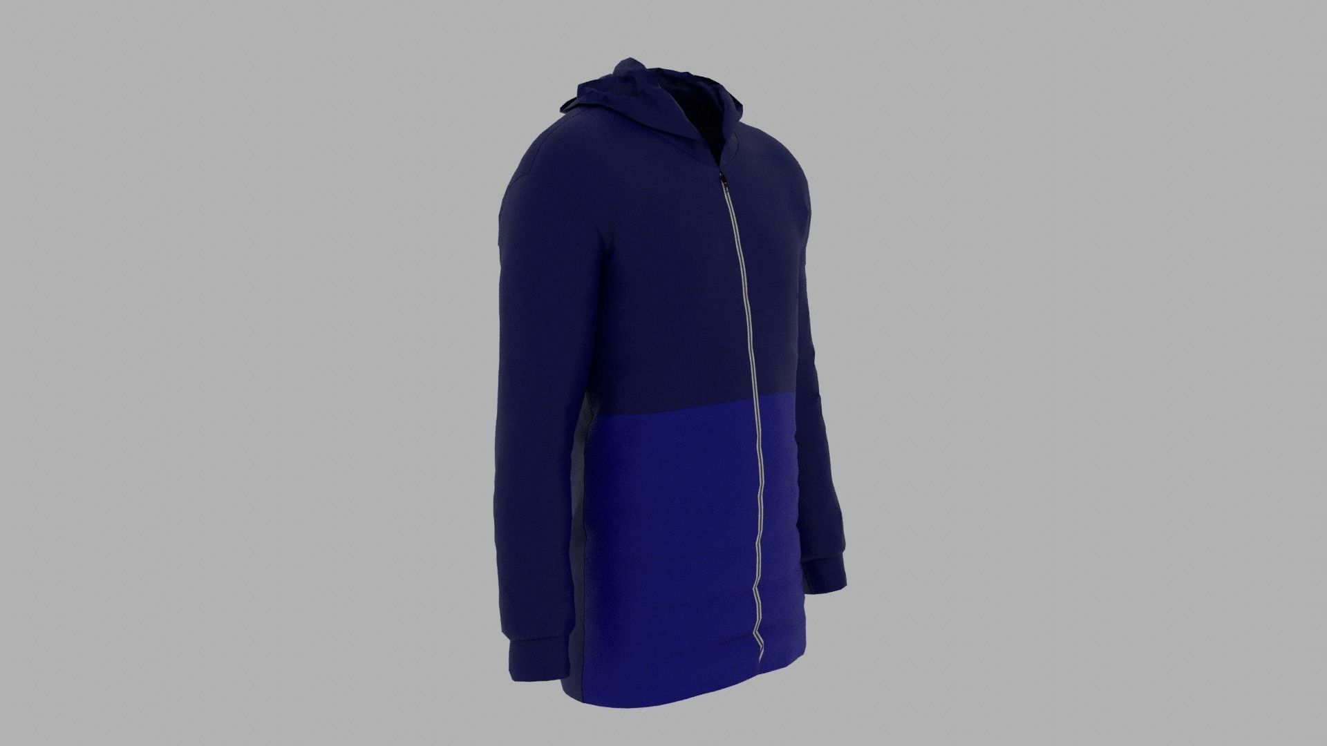 Jacket hoodie with zipper Low-poly 3D model_2
