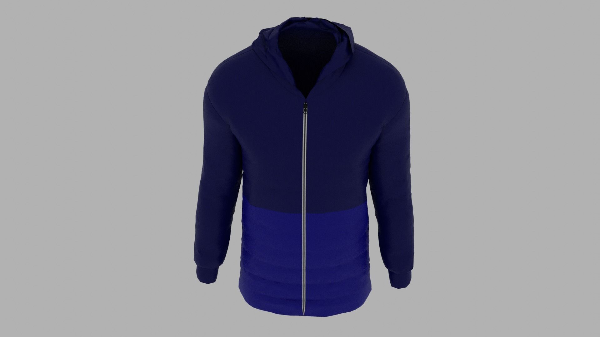 Jacket hoodie with zipper Low-poly 3D model_6
