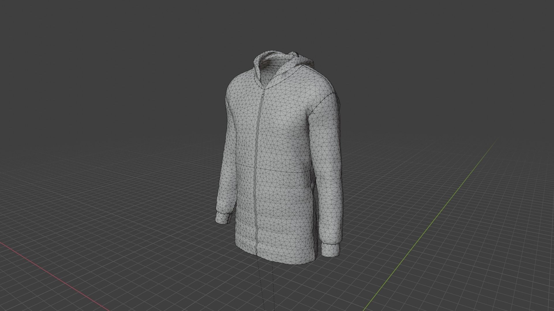 Jacket hoodie with zipper Low-poly 3D model_8