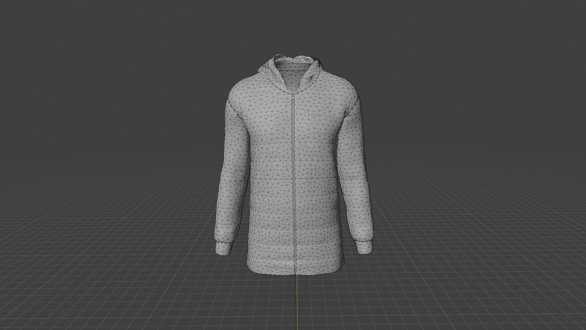 Jacket hoodie with zipper Low-poly 3D model_7