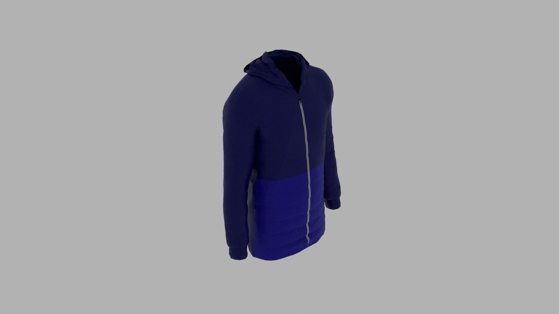 Jacket hoodie with zipper Low-poly 3D model_5