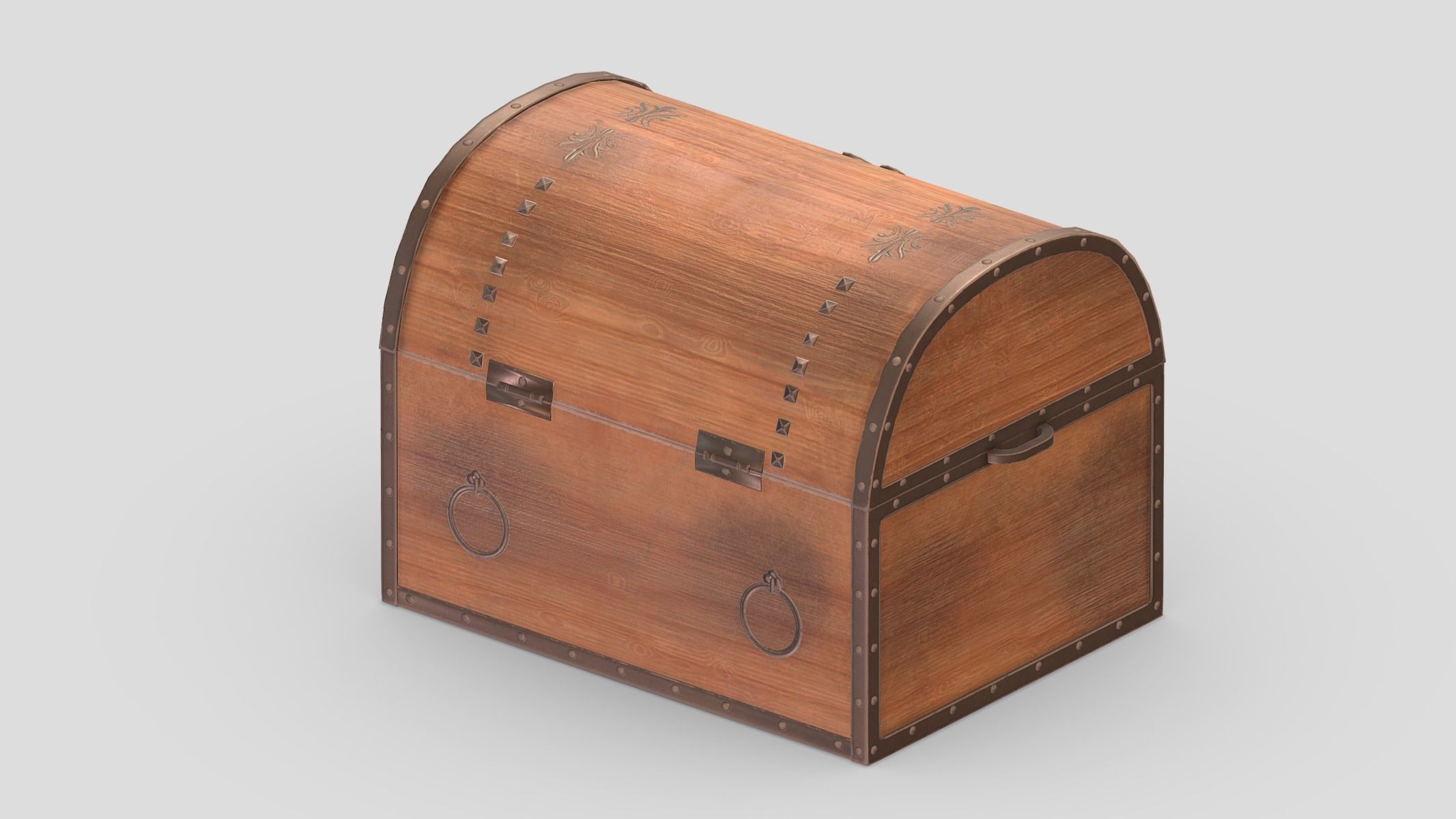 Treasure Chest Box 08 Low Poly PBR Realistic  Low-poly 3D model_4