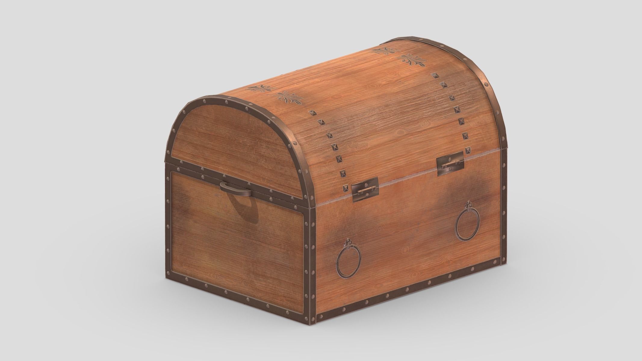Treasure Chest Box 08 Low Poly PBR Realistic  Low-poly 3D model_6