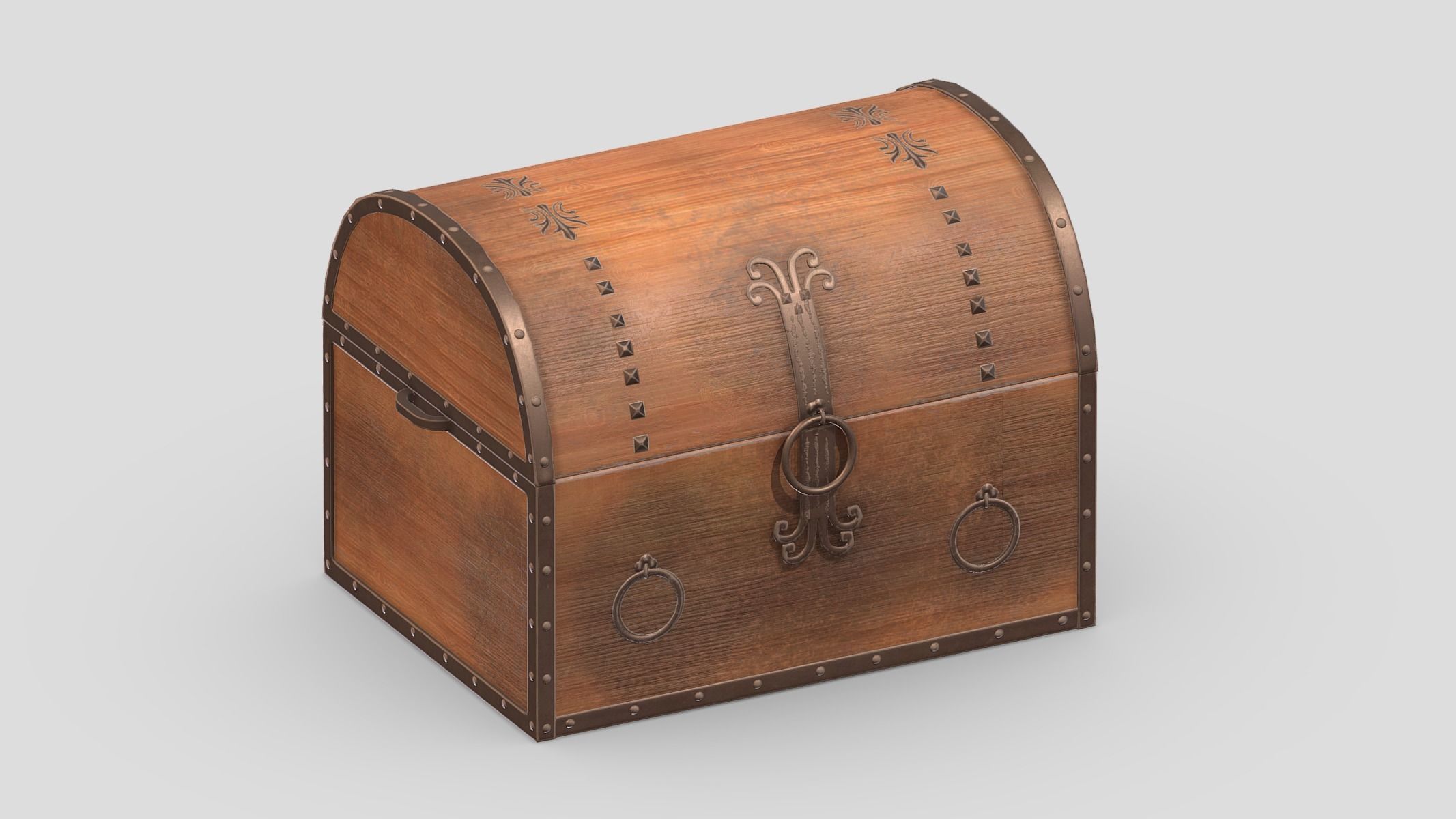 Treasure Chest Box 08 Low Poly PBR Realistic  Low-poly 3D model_9
