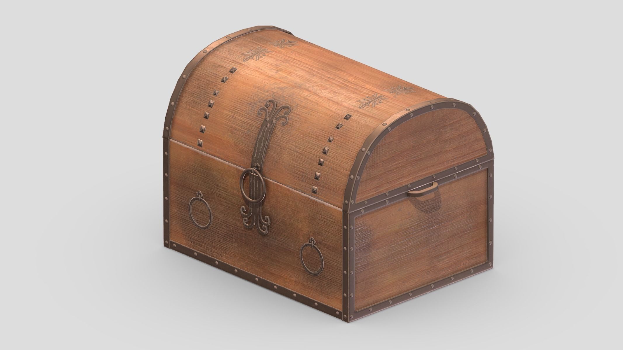 Treasure Chest Box 08 Low Poly PBR Realistic  Low-poly 3D model_8