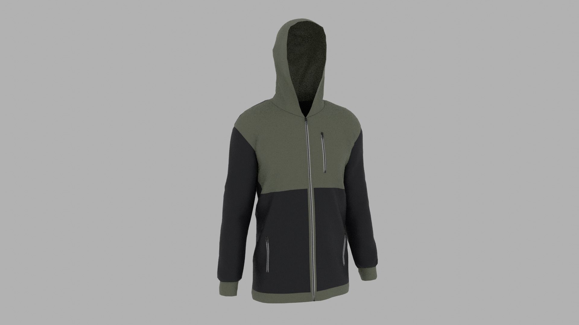 Jacket hoodie Low-poly 3D model_3
