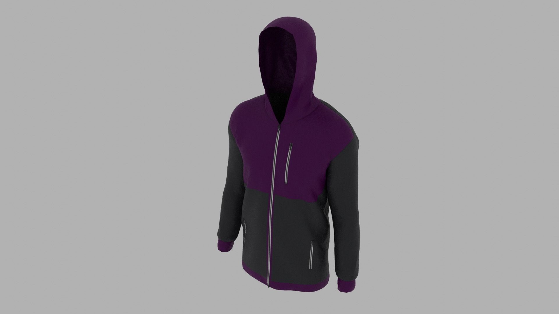 Jacket zip up hoodie Low-poly 3D model_4