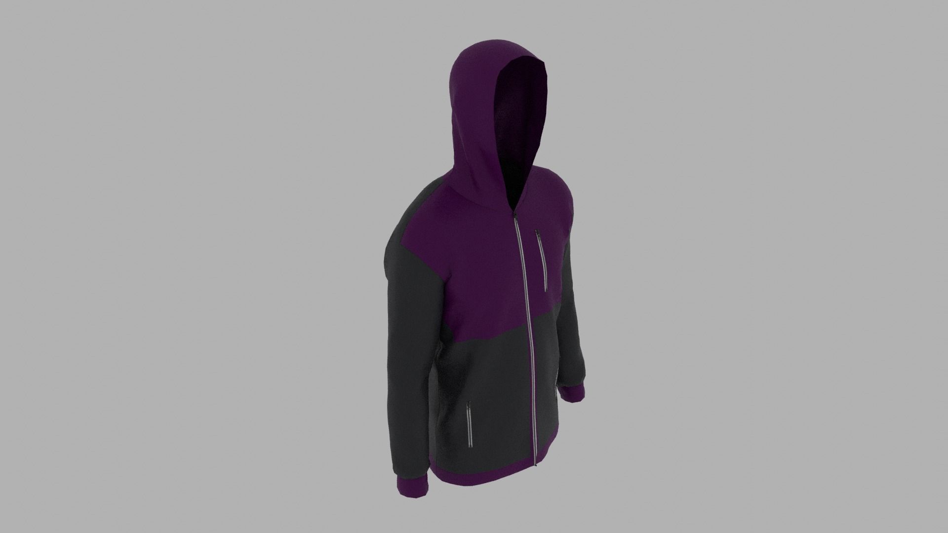 Jacket zip up hoodie Low-poly 3D model_5