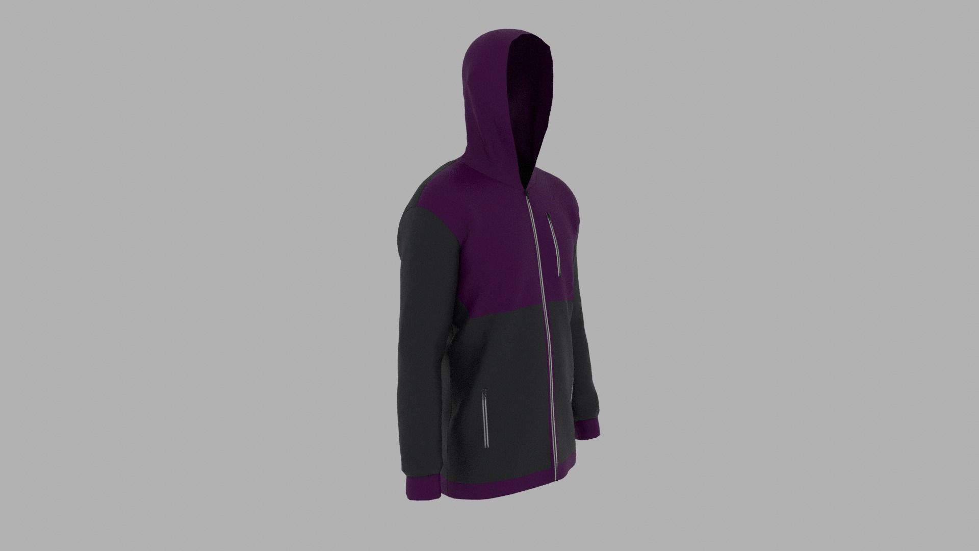 Jacket zip up hoodie Low-poly 3D model_2