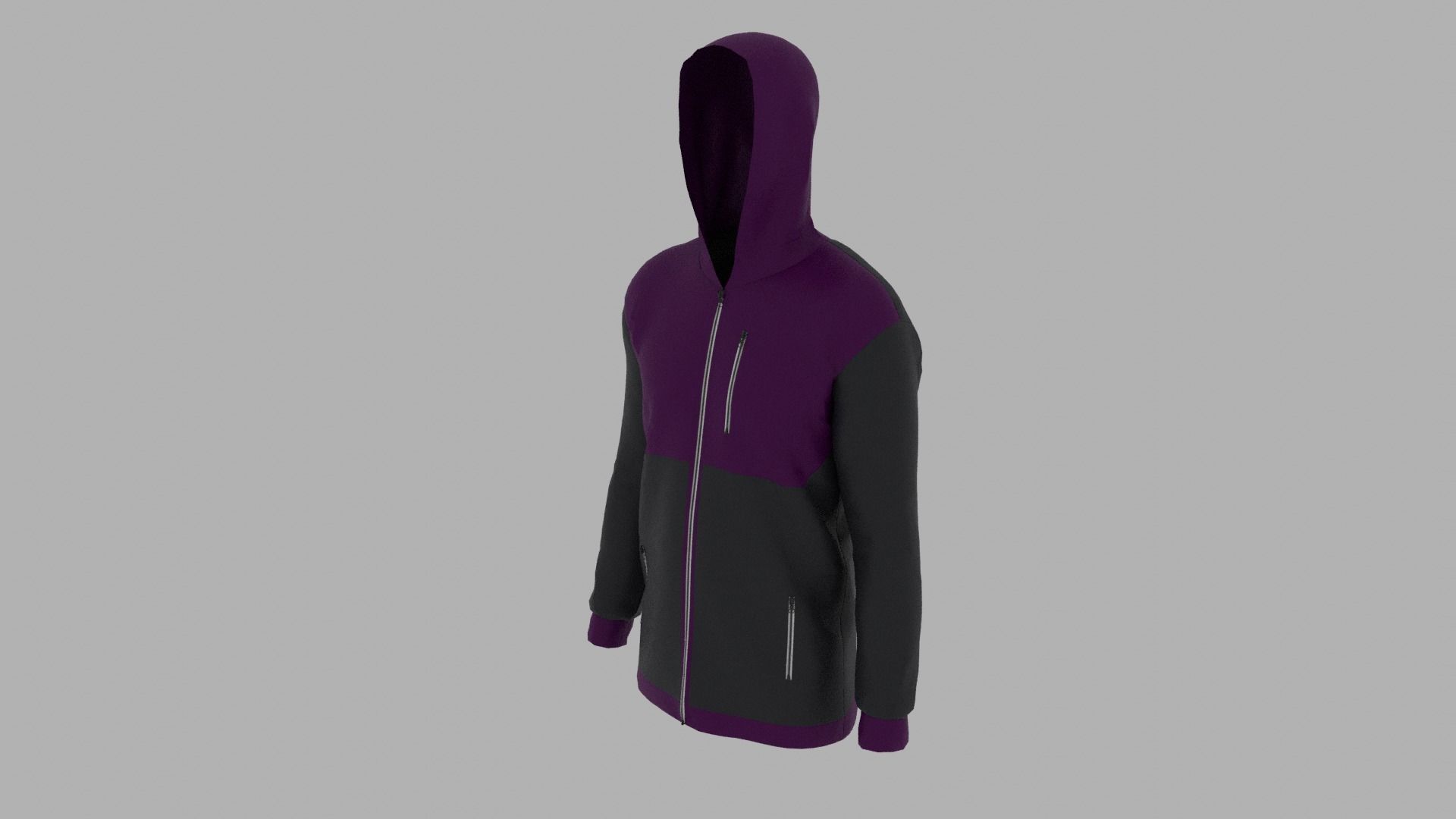 Jacket zip up hoodie Low-poly 3D model_1