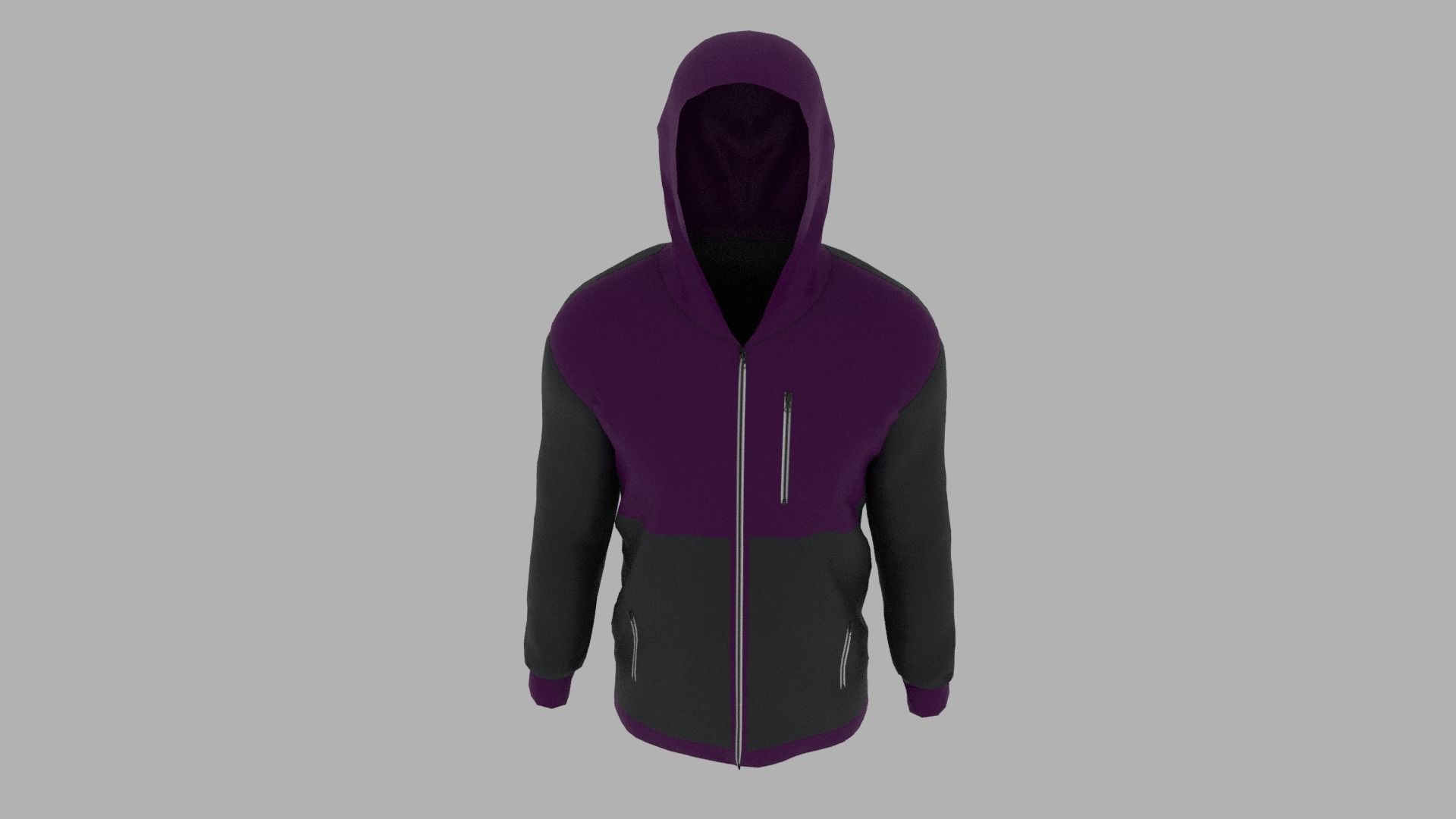 Jacket zip up hoodie Low-poly 3D model_6