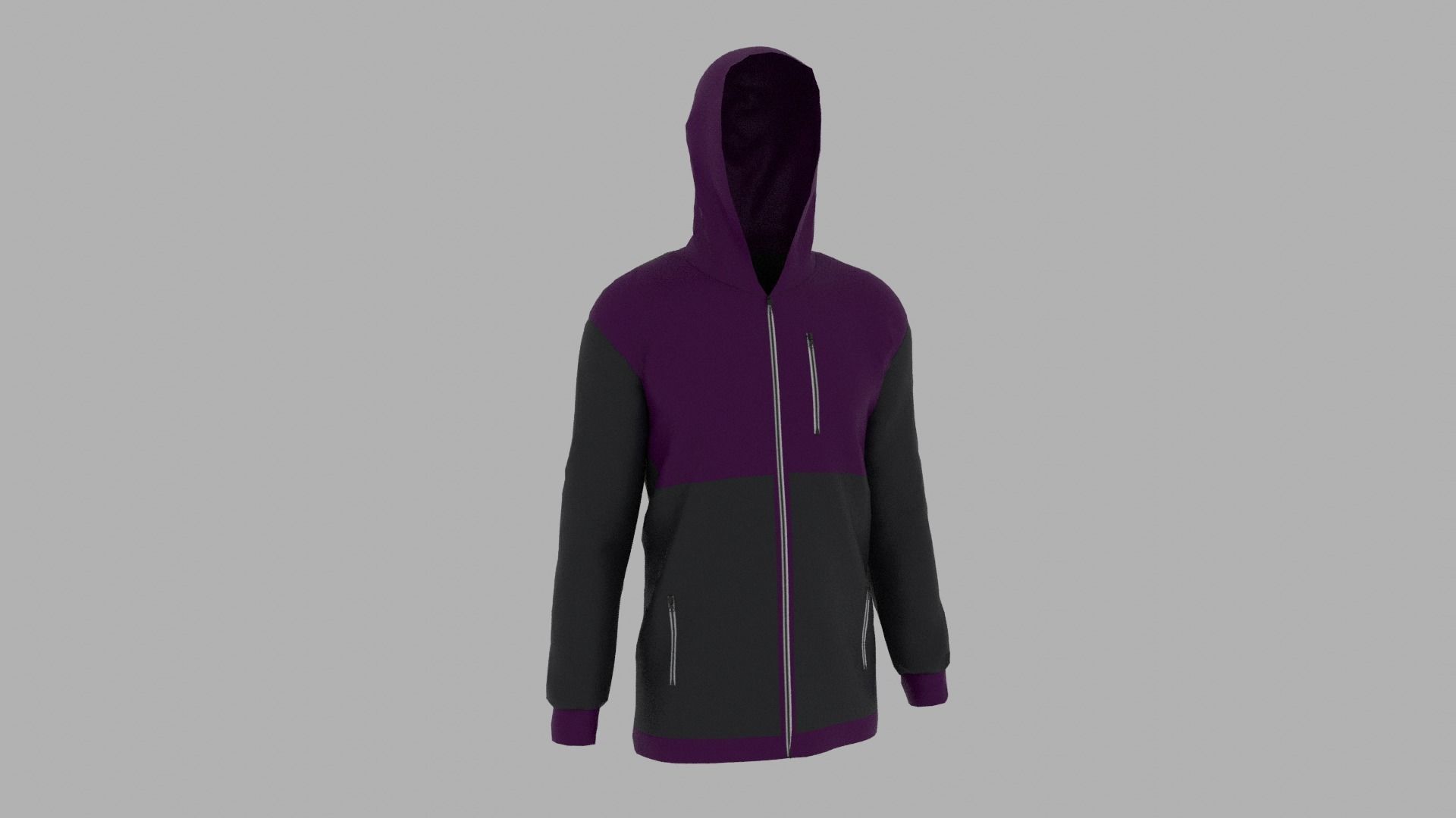Jacket zip up hoodie Low-poly 3D model_3