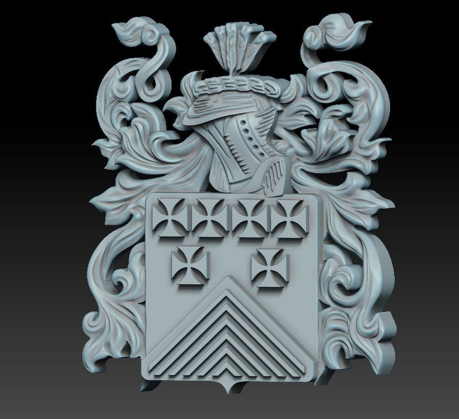 Crest ornate coat of arms 3D print model_3