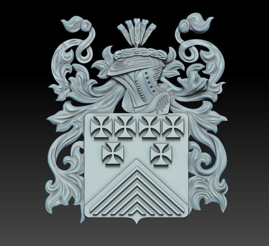 Crest ornate coat of arms 3D print model_2