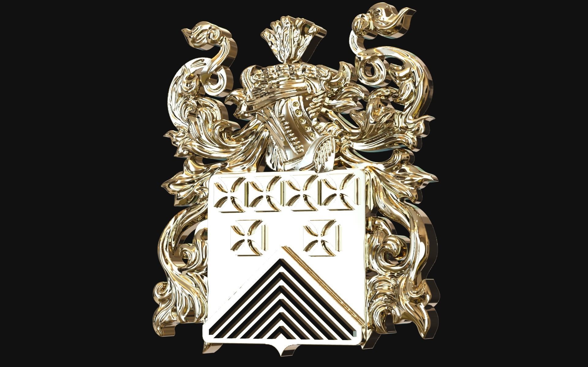 Crest ornate coat of arms 3D print model_1