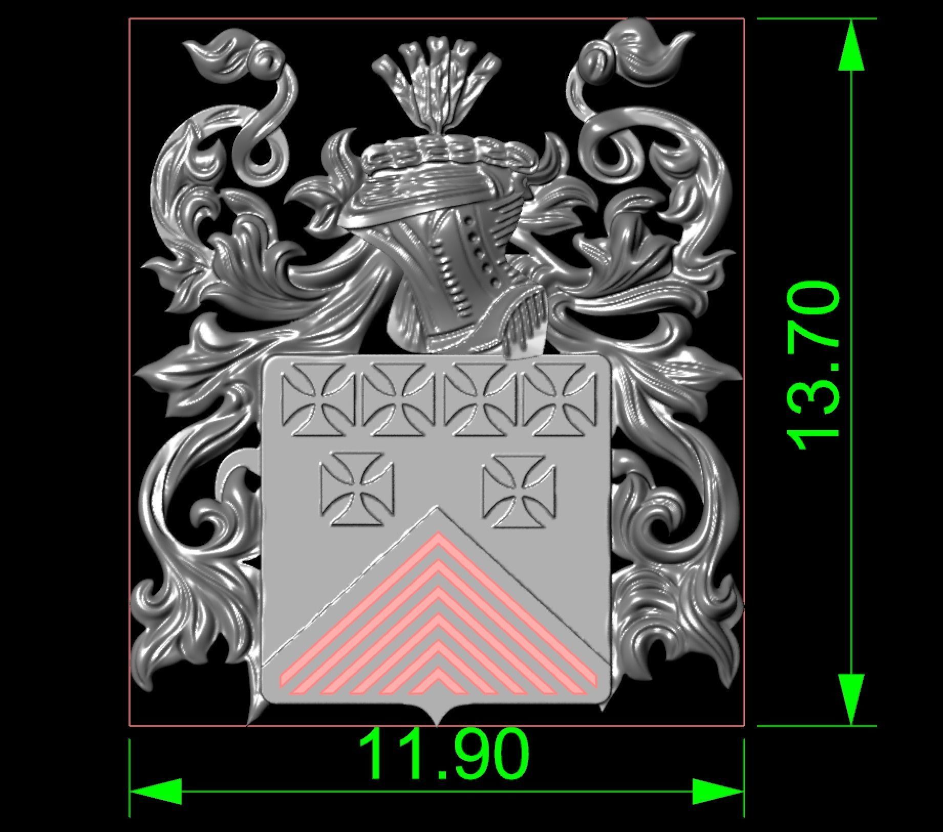 Crest ornate coat of arms 3D print model_4