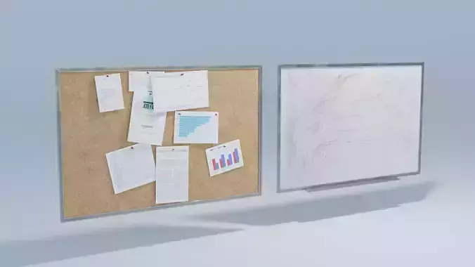 White board and Tack board  Low-poly 3D model