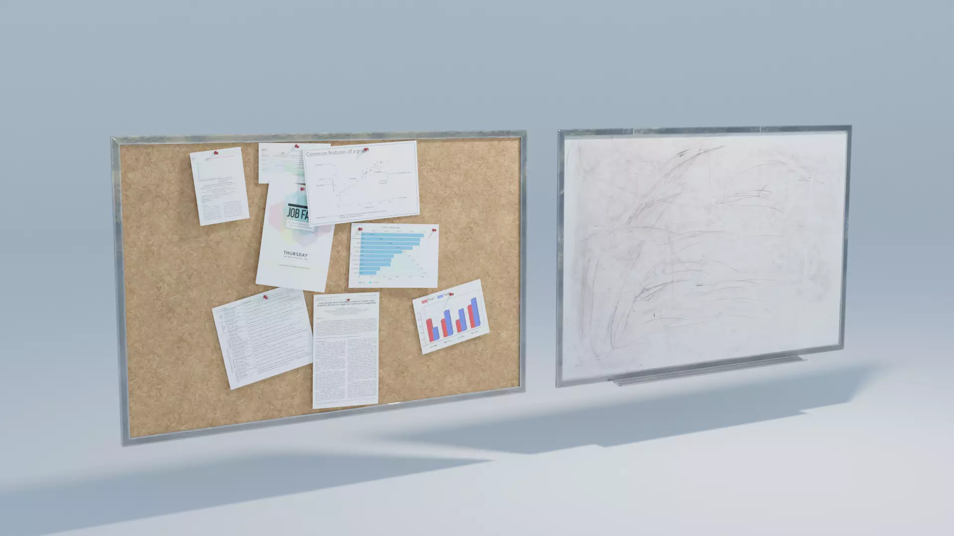 White board and Tack board  Low-poly 3D model_0