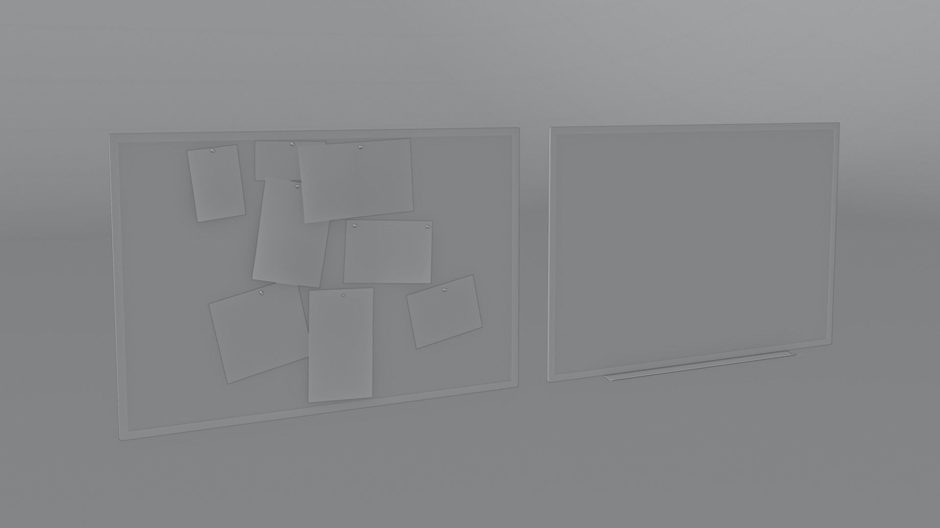 White board and Tack board  Low-poly 3D model_2