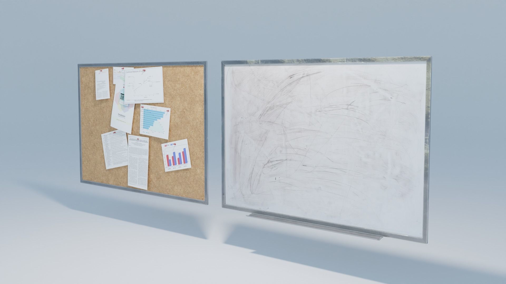 White board and Tack board  Low-poly 3D model_3