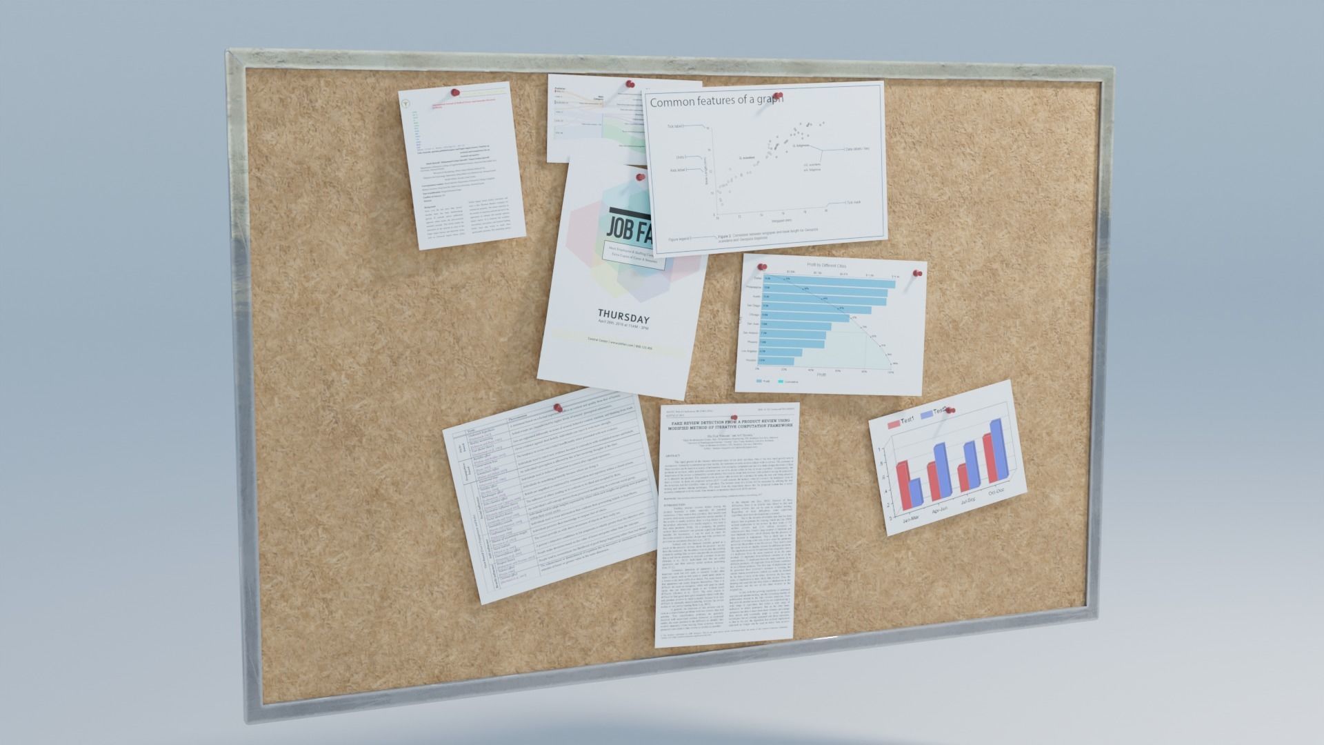 White board and Tack board  Low-poly 3D model_5