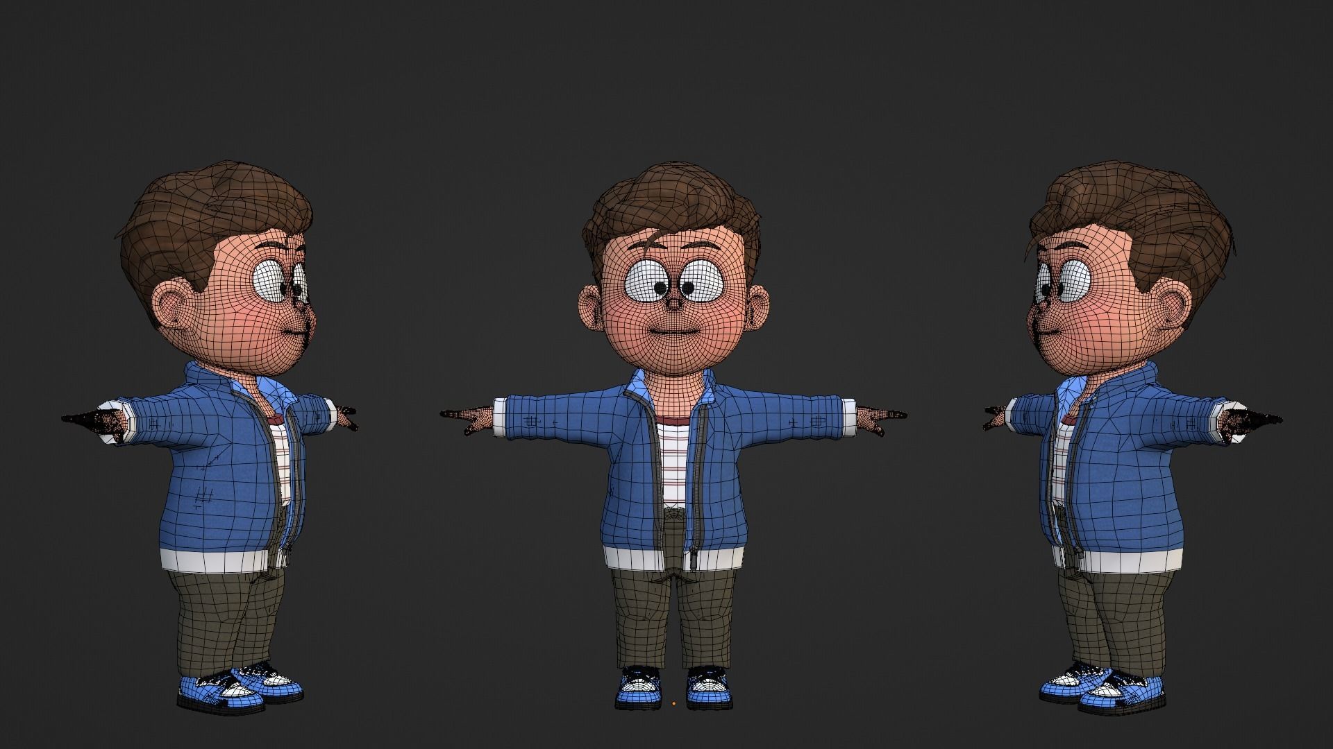 Boy Cartoon Character 2 3D model_6