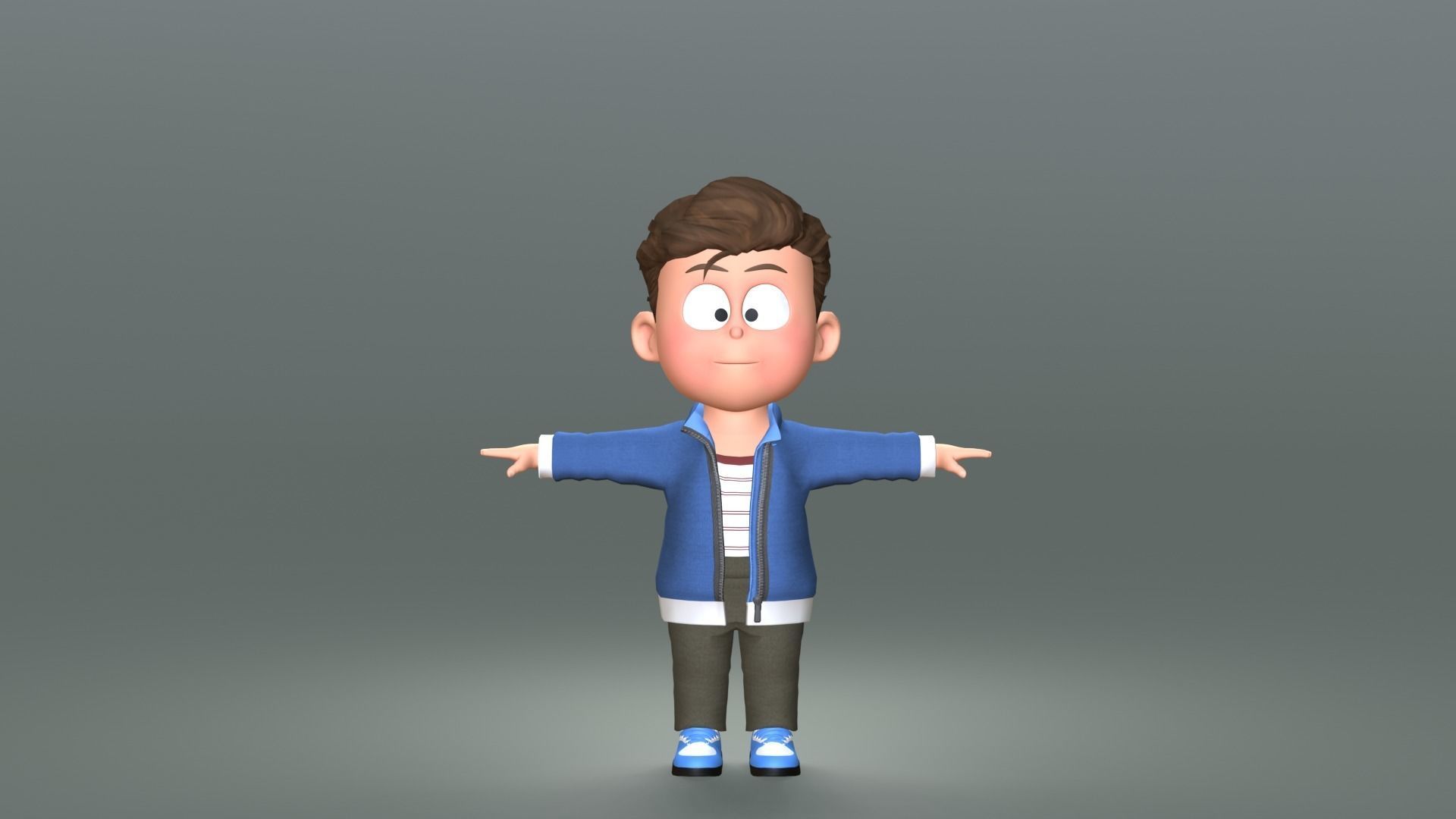 Boy Cartoon Character 2 3D model_11