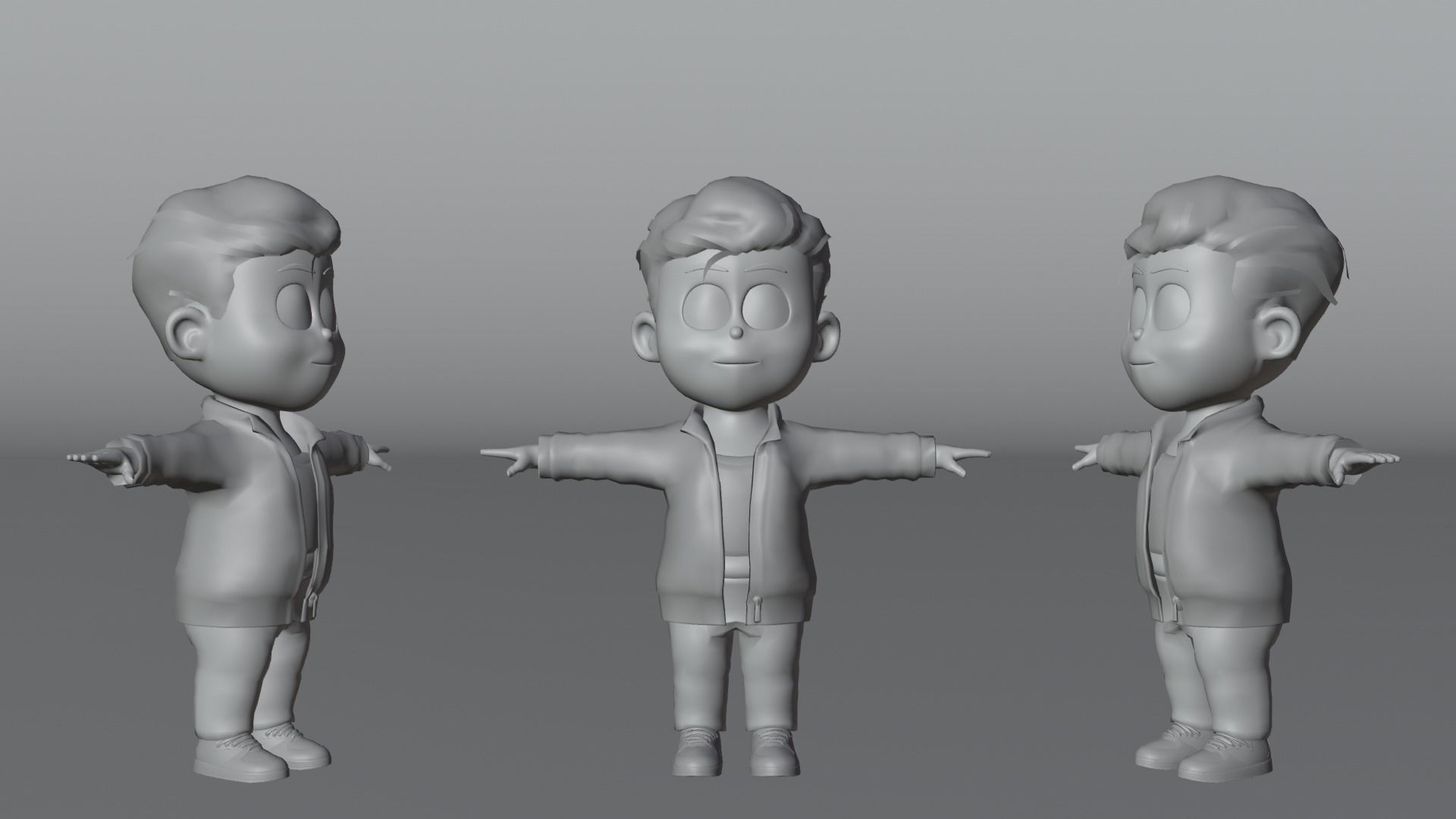 Boy Cartoon Character 2 3D model_4