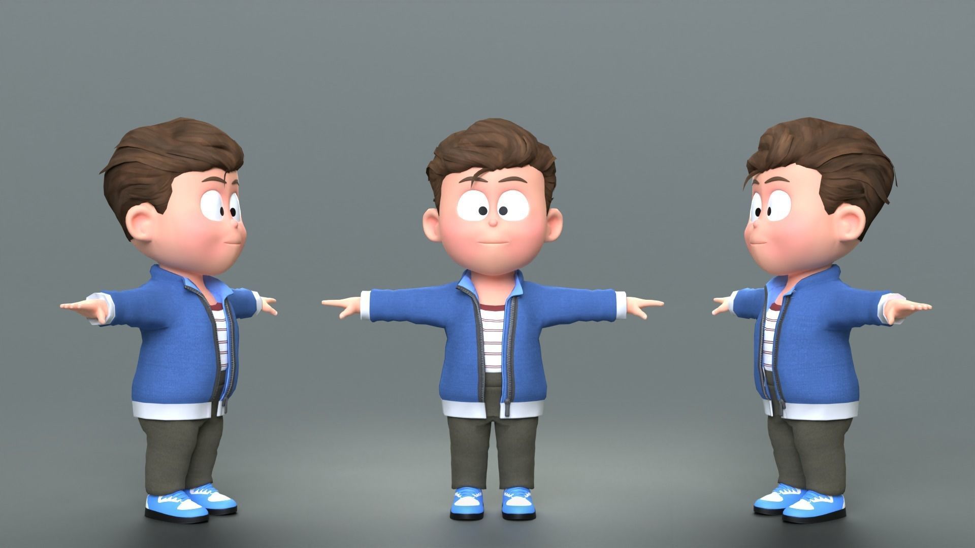 Boy Cartoon Character 2 3D model_2