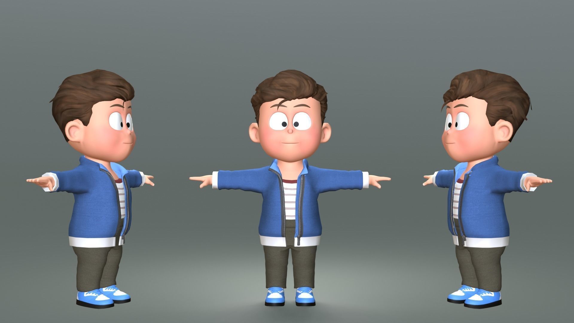 Boy Cartoon Character 2 3D model_3