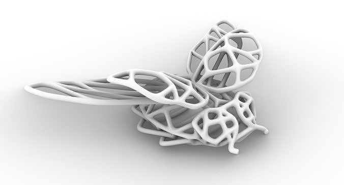 Lauras biogrid bug with folded and stretched wings 3D print model