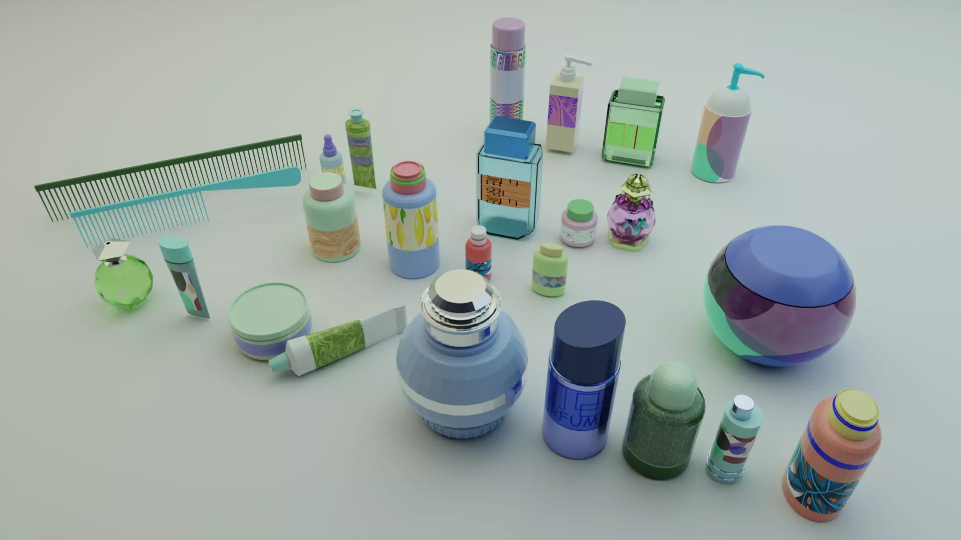 Cosmetic Accessories toiletries Mini Pack 3D model_0