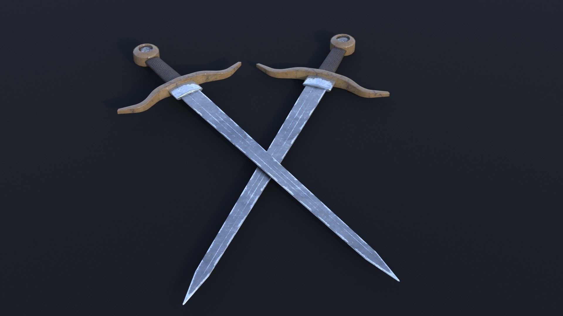 LowPoly Medieval Sword GameReady Weapon Asset Low-poly 3D model_2