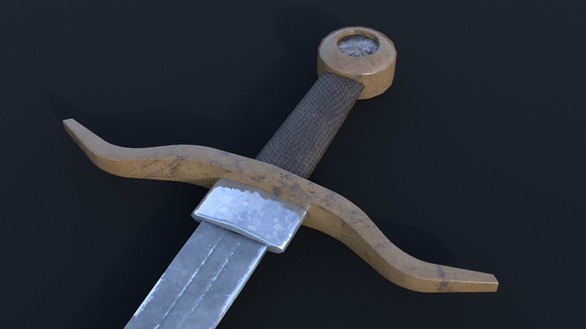 LowPoly Medieval Sword GameReady Weapon Asset Low-poly 3D model_3