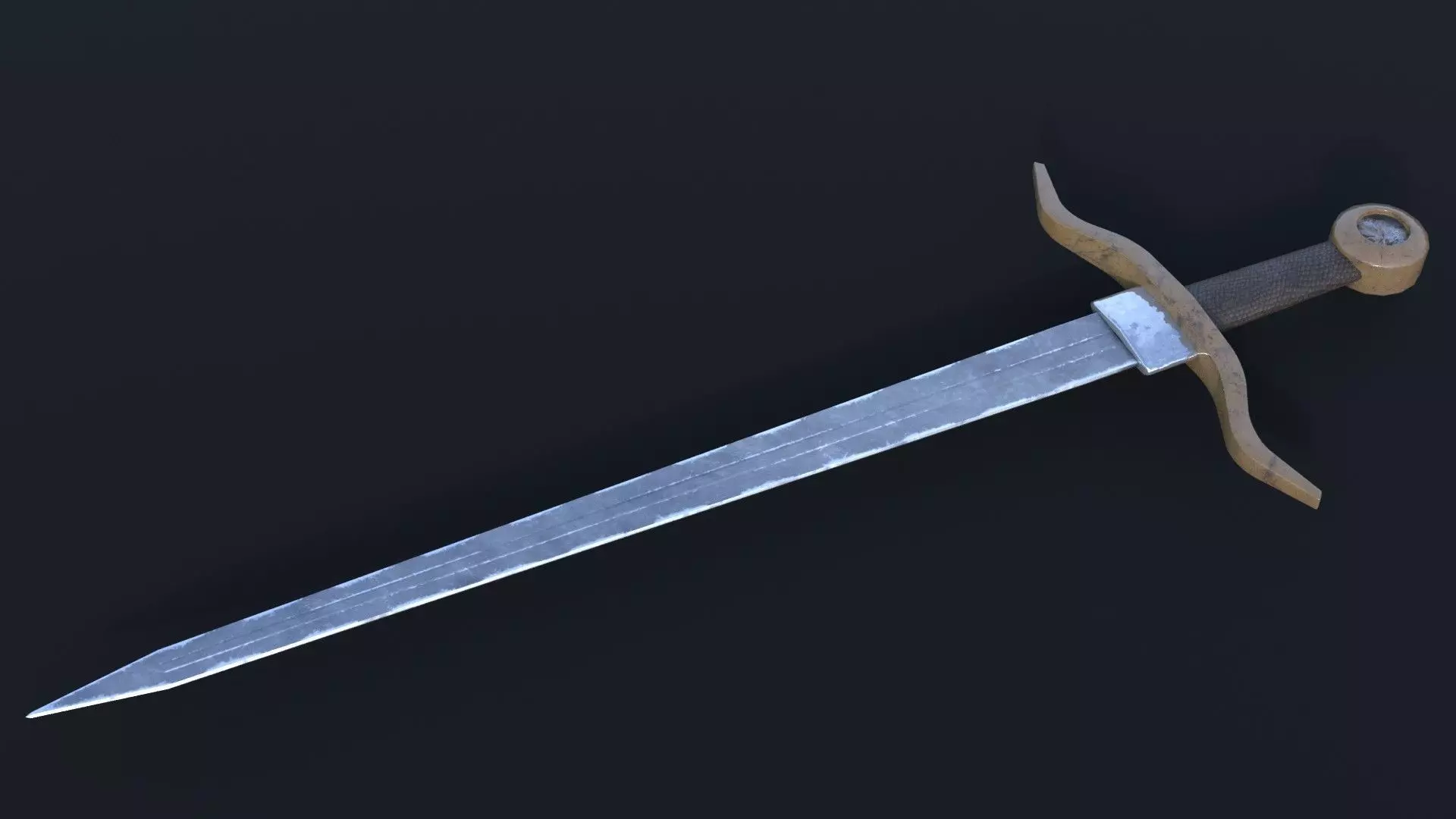 LowPoly Medieval Sword GameReady Weapon Asset Low-poly 3D model_0