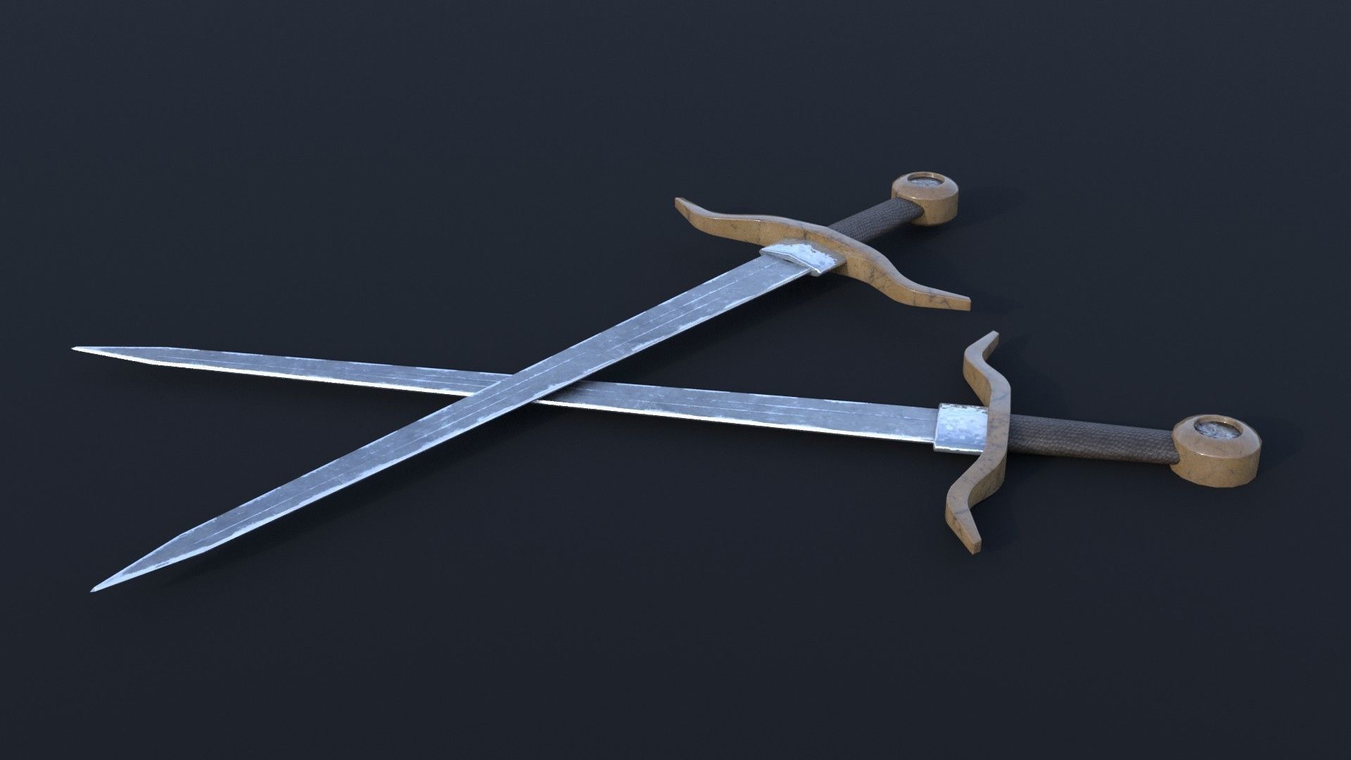 LowPoly Medieval Sword GameReady Weapon Asset Low-poly 3D model_4