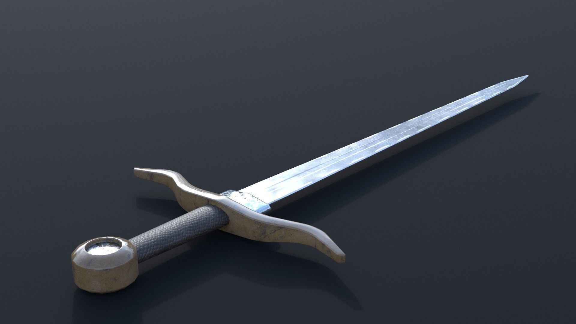 LowPoly Medieval Sword GameReady Weapon Asset Low-poly 3D model_1