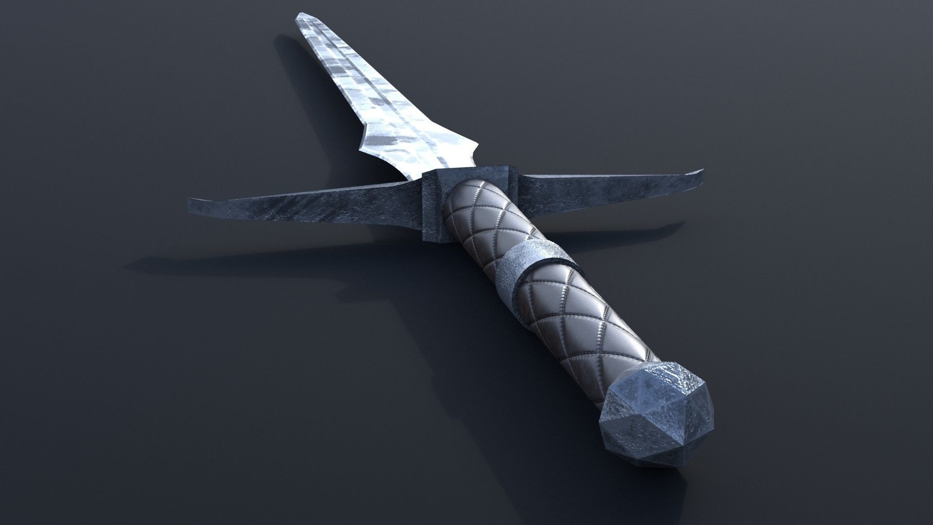 LowPoly Medieval TwoHanded Sword GameReady Weapon Low-poly 3D model_3