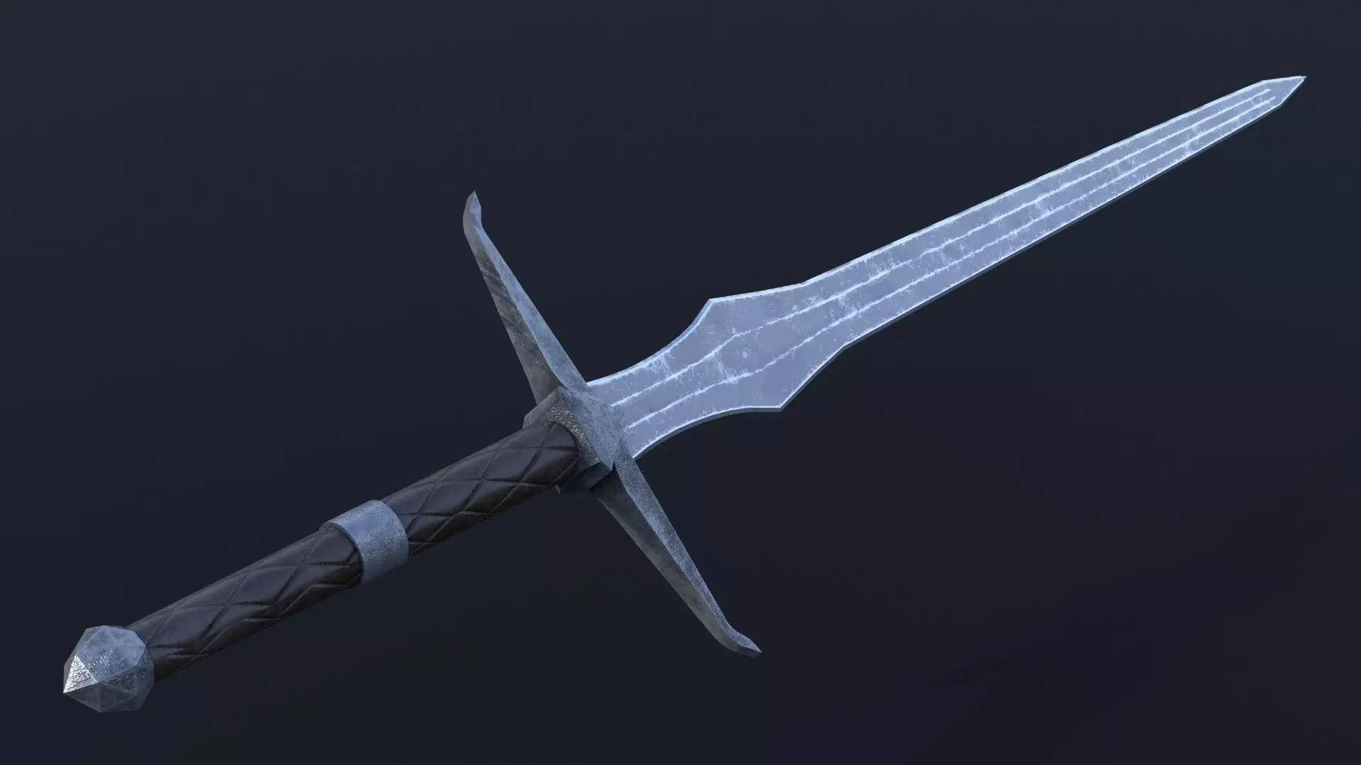 LowPoly Medieval TwoHanded Sword GameReady Weapon Low-poly 3D model_0