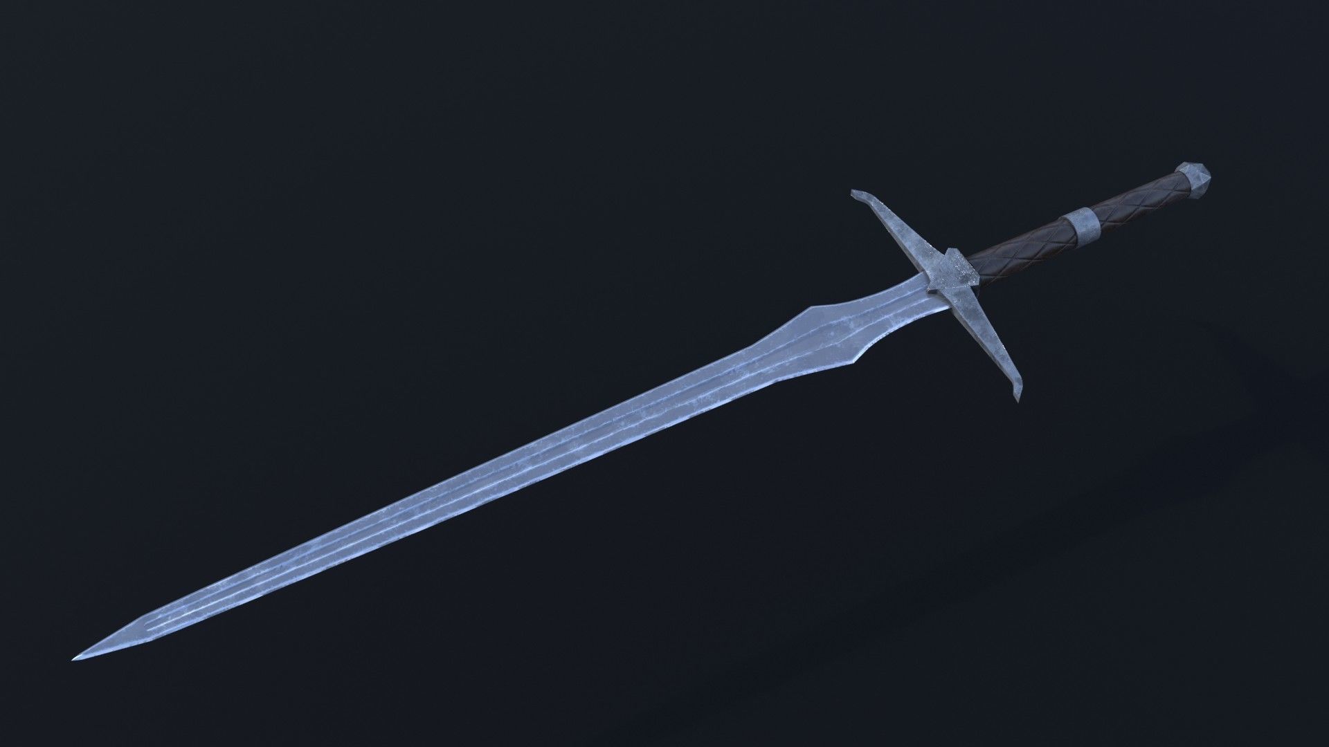 LowPoly Medieval TwoHanded Sword GameReady Weapon Low-poly 3D model_1