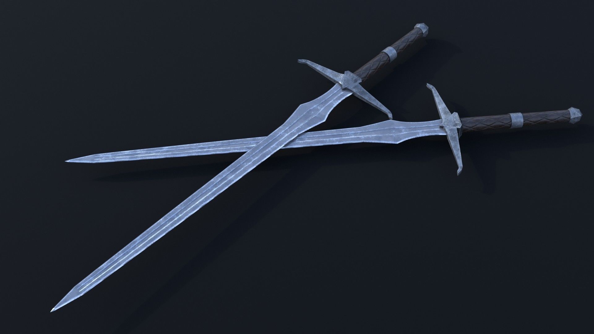 LowPoly Medieval TwoHanded Sword GameReady Weapon Low-poly 3D model_2