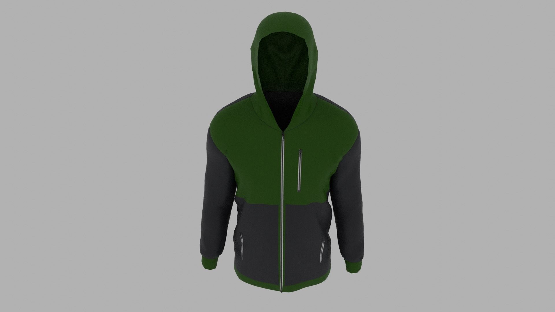 Jacket zip up hoodie Low-poly 3D model_6